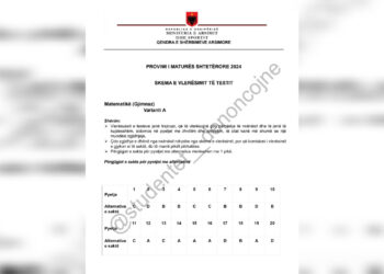 Matura 2024: Skema e vlerësimit, Matematikë