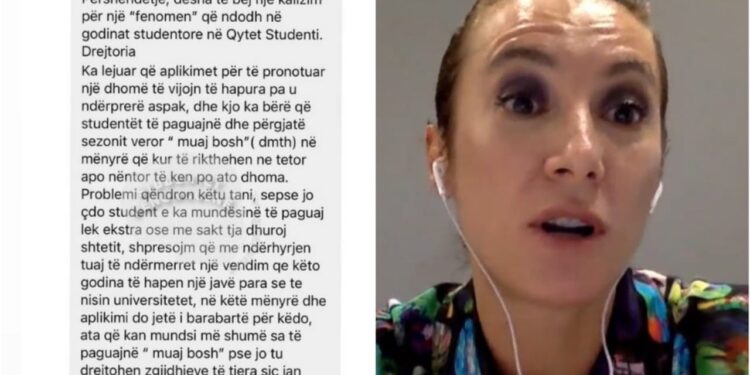 Denoncimi: Anila Shehu detyron studentët në konvikte të paguajnë për muajt e verës kur ata nuk janë në konvikte
