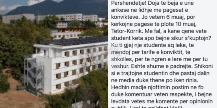 Skandali i RSU nr.1: Studentëve u kërkohet para-pagesa e plotë për 10 muajt e akomodimit